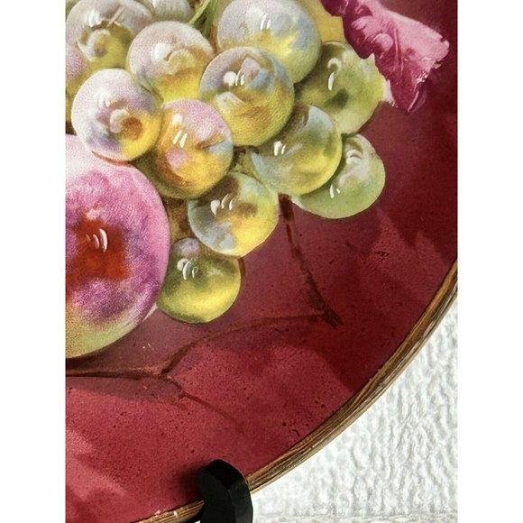 Vintage 1909-1934 C.T. Altwasser 9 1/4” Gorgeous Red & Green Grapes & Apples EUC - Picture 4 of 12